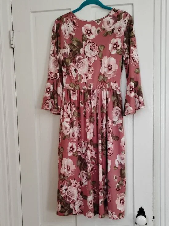 Reb and J Bell Sleeve Floral Knit Dress - Picture 2 of 5